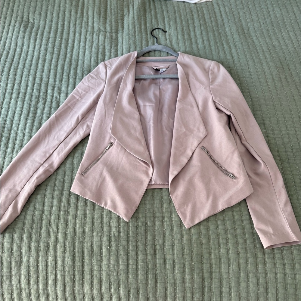 H&M Gray Blazer Modern Open Front Design